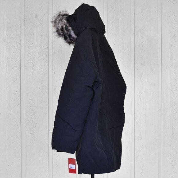 LONDON FOG Men's Snorkel Jacket with Detachable Hood & Faux Fur Trim Black Large - Picture 5 of 12